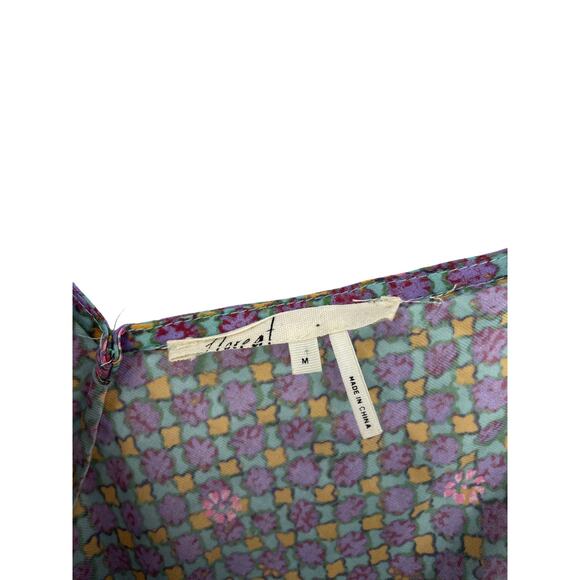 Anthropologie Top Womens Medium Tank Aune Cami Blue Purple Silk V-Neck Floreat - Picture 3 of 6